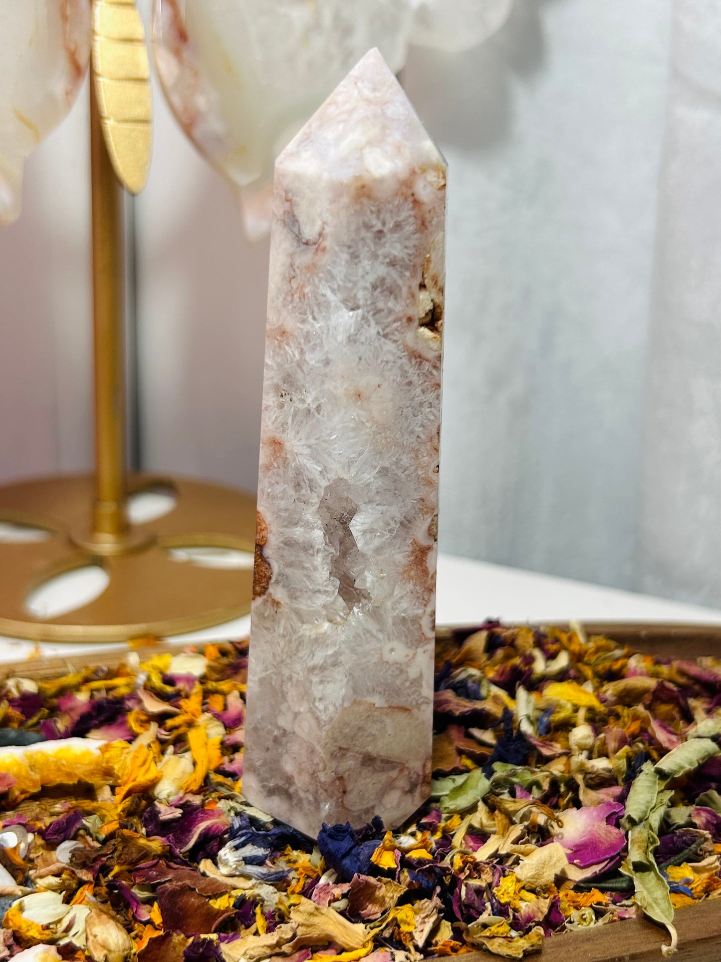 Pink amethyst flower agate flower