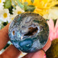 Moss agate natural druzy sphere