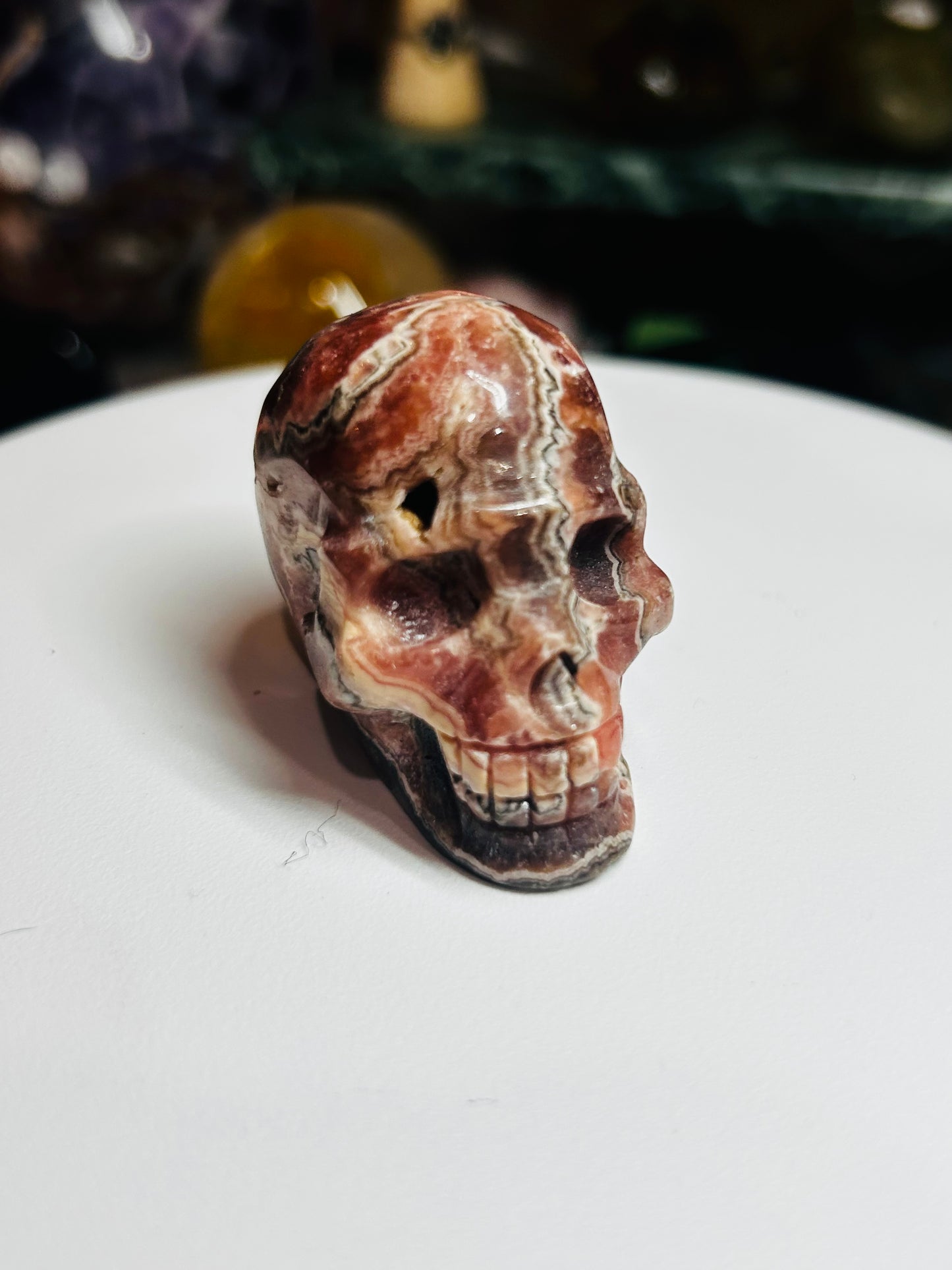 Rhodochrosite skull