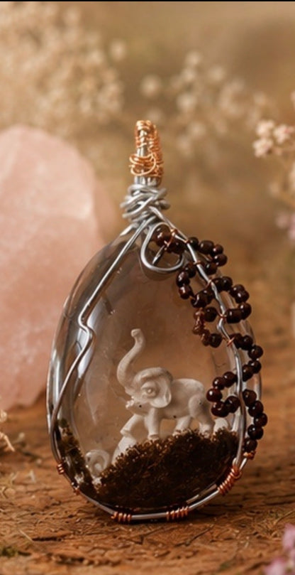 Garden quartz wire wrapped pendant