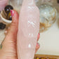 Rose quartz with golden healer eagle head