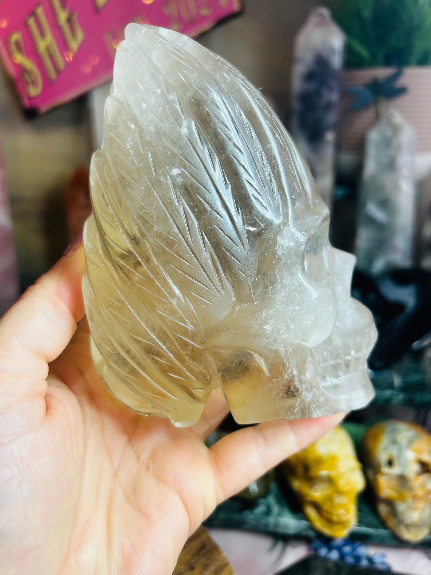 Smoky quartz skull