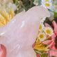 Rose quartz with golden healer eagle head