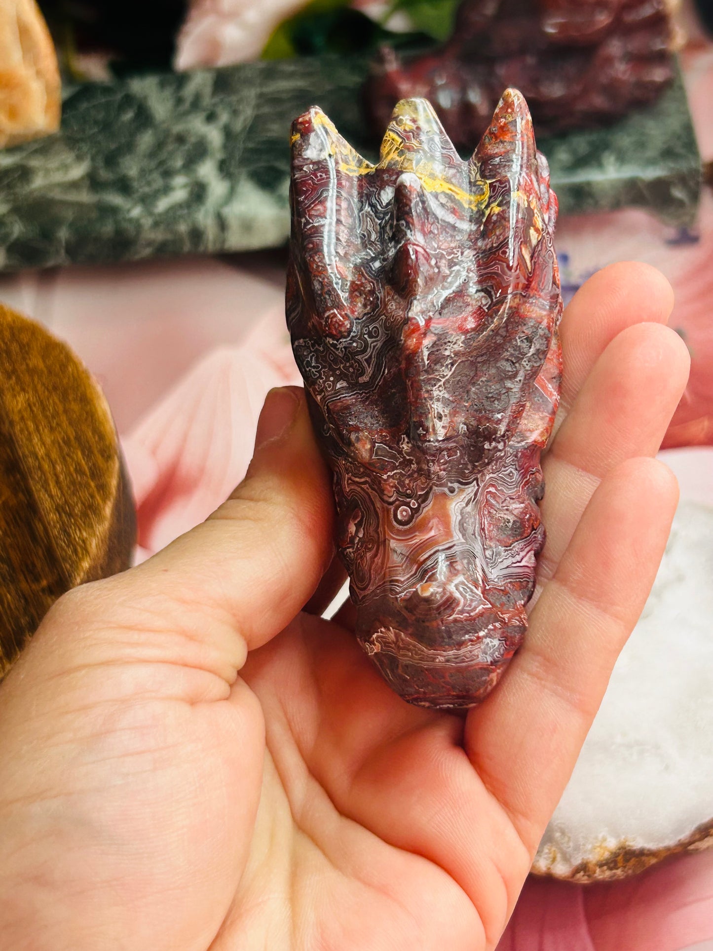 Mexican lace agate dragon head
