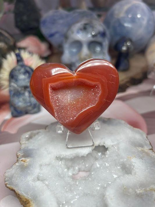 Carnelian druzy heart