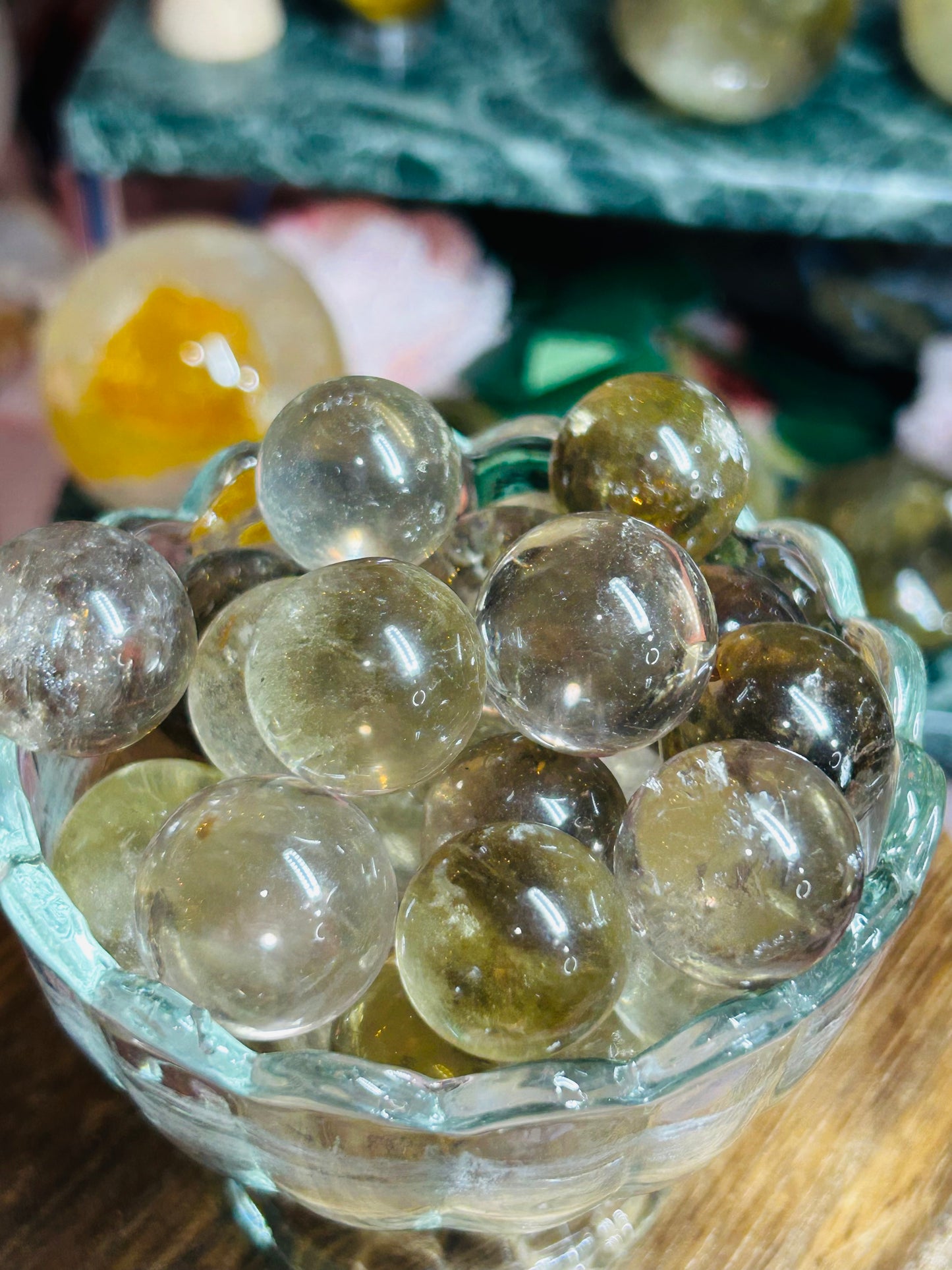 Smoky citrine mini spheres