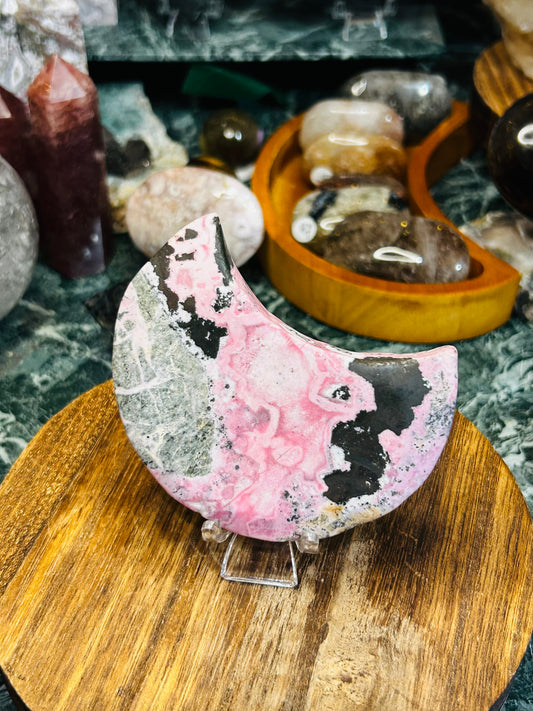 Peruvian Rhodonite moon - no stand