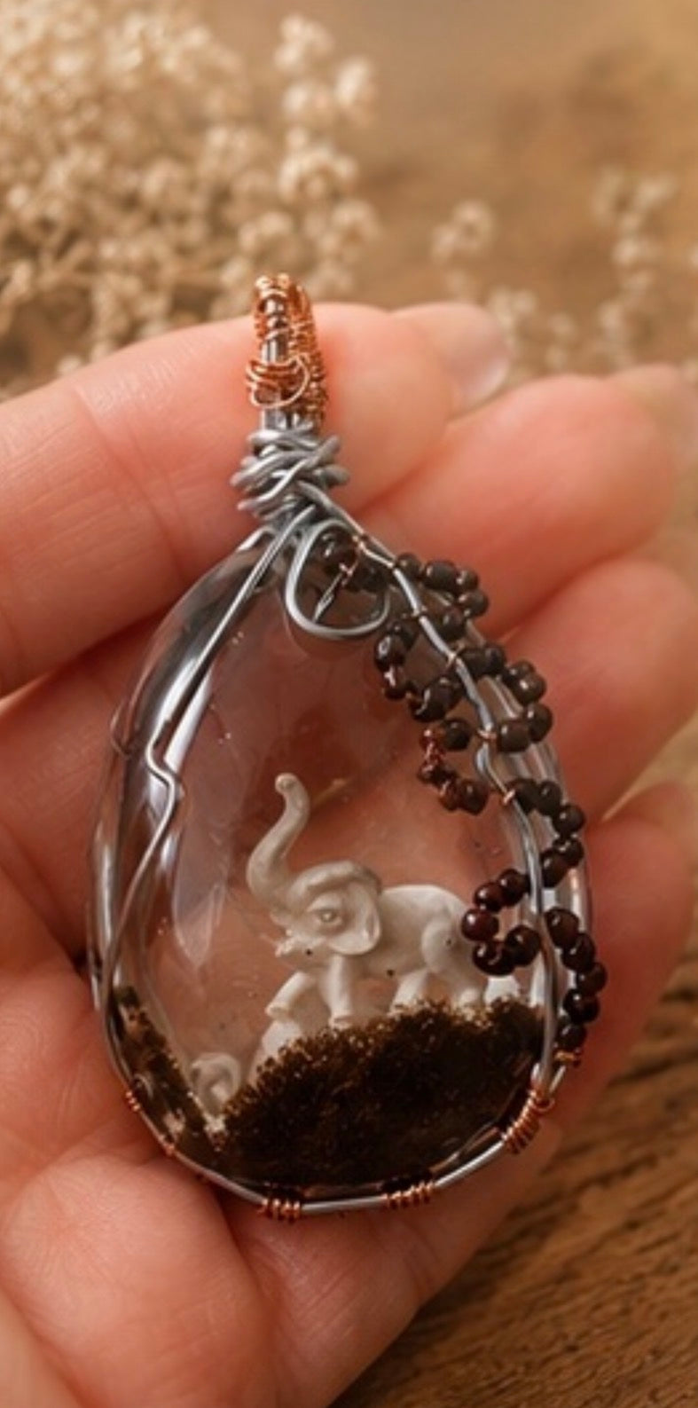 Garden quartz wire wrapped pendant