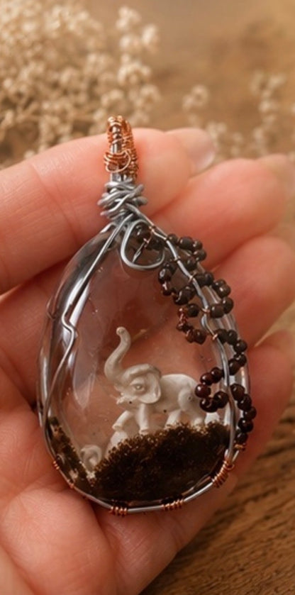 Garden quartz wire wrapped pendant