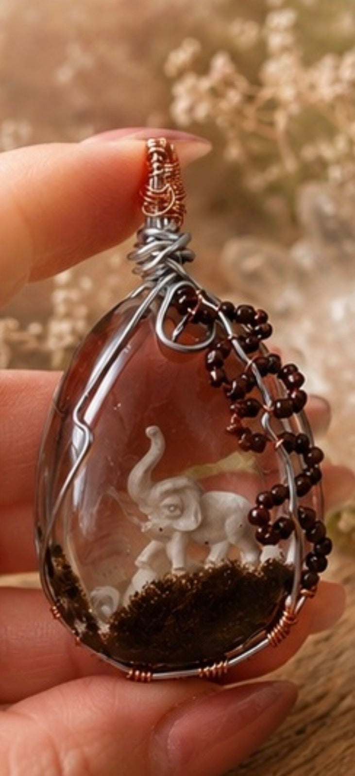 Garden quartz wire wrapped pendant
