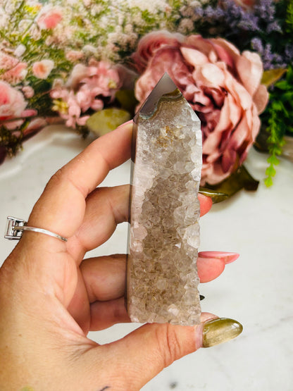 Druzy agate tower