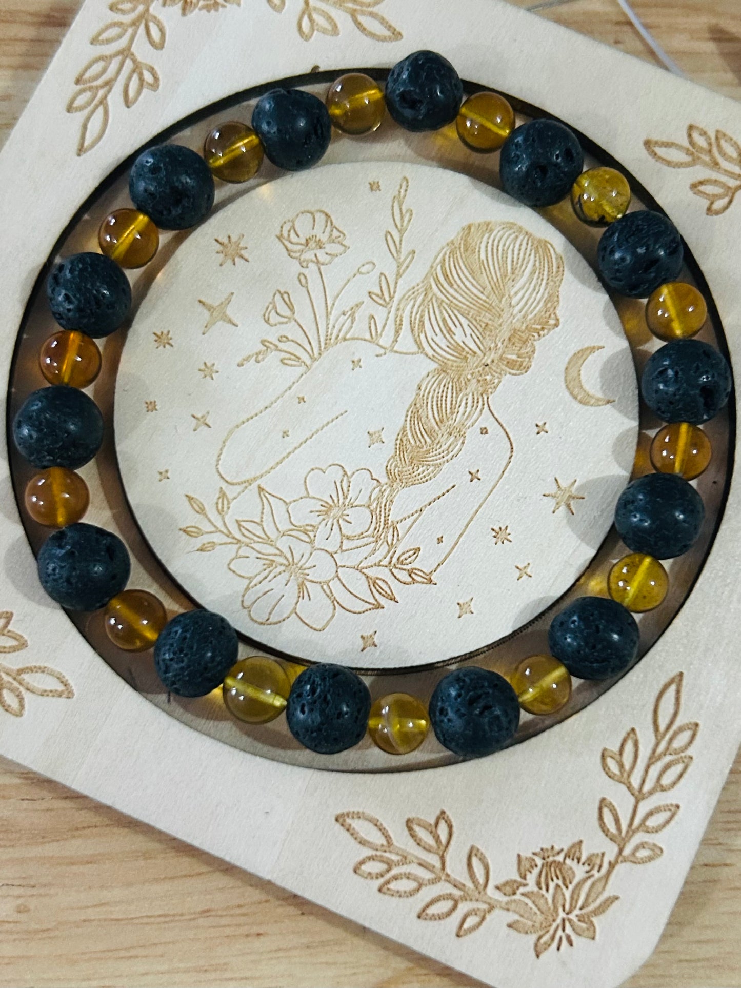 Lava stone with blue amber