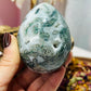 Moss agate druzy egg