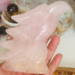 Rose quartz with golden healer eagle head