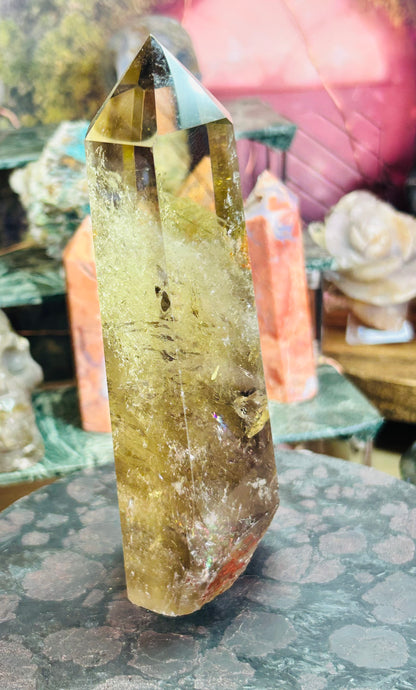 Smoky citrine tower with phantom