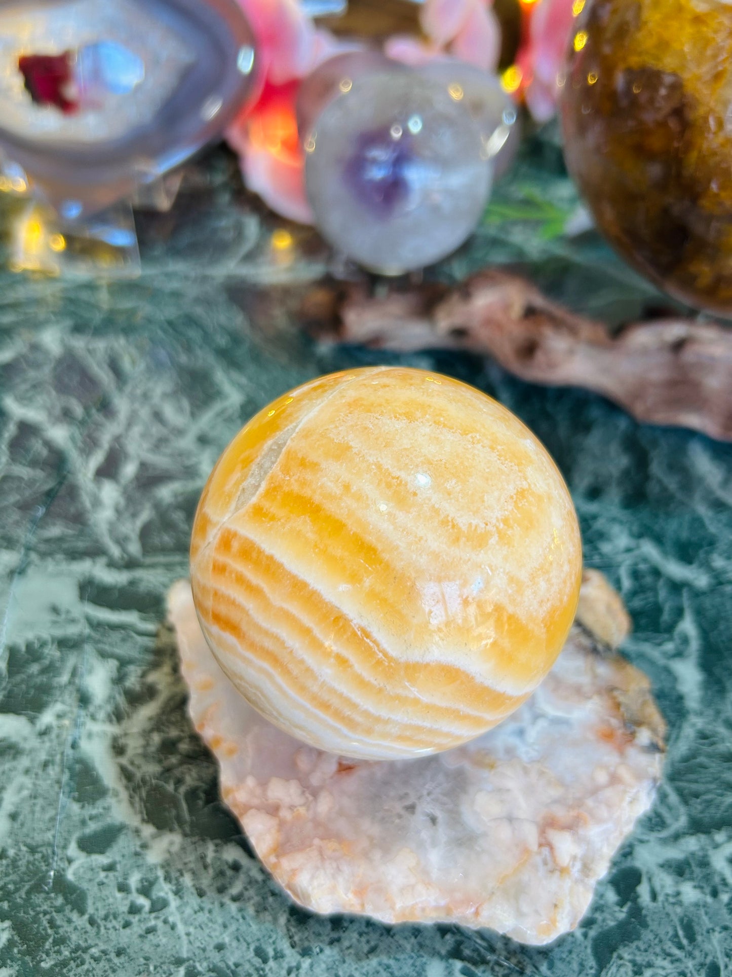 Orange calcite sphere