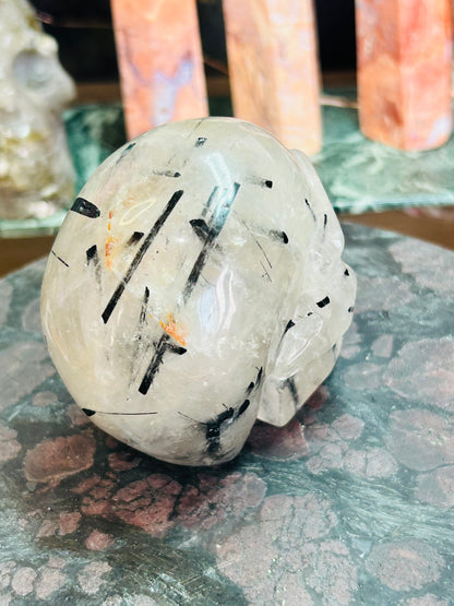 Tourmaline in quartz skull