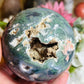 Moss agate druzy sphere