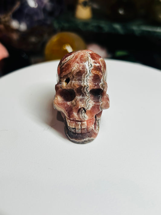 Rhodochrosite skull