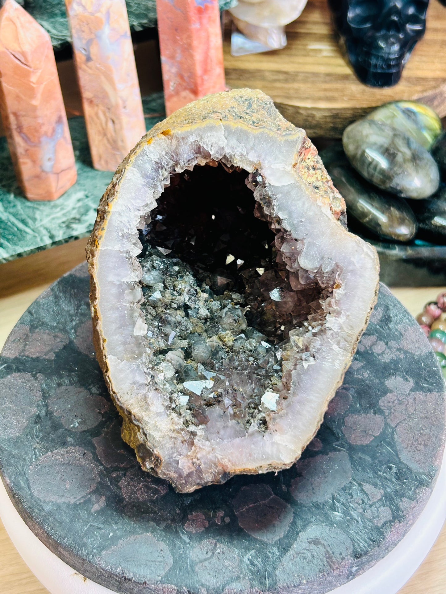 Amethyst with rutile cave