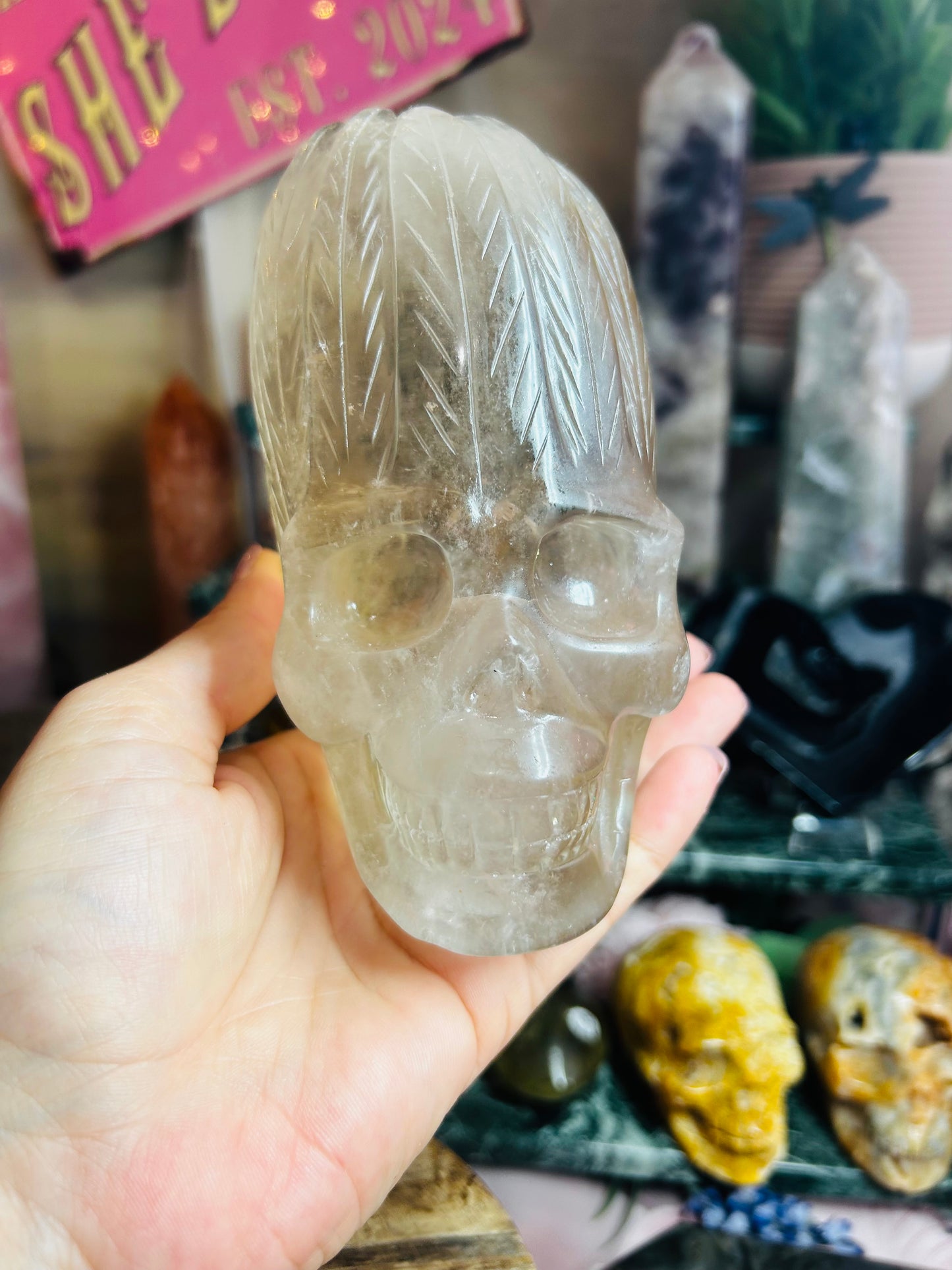 Smoky quartz skull