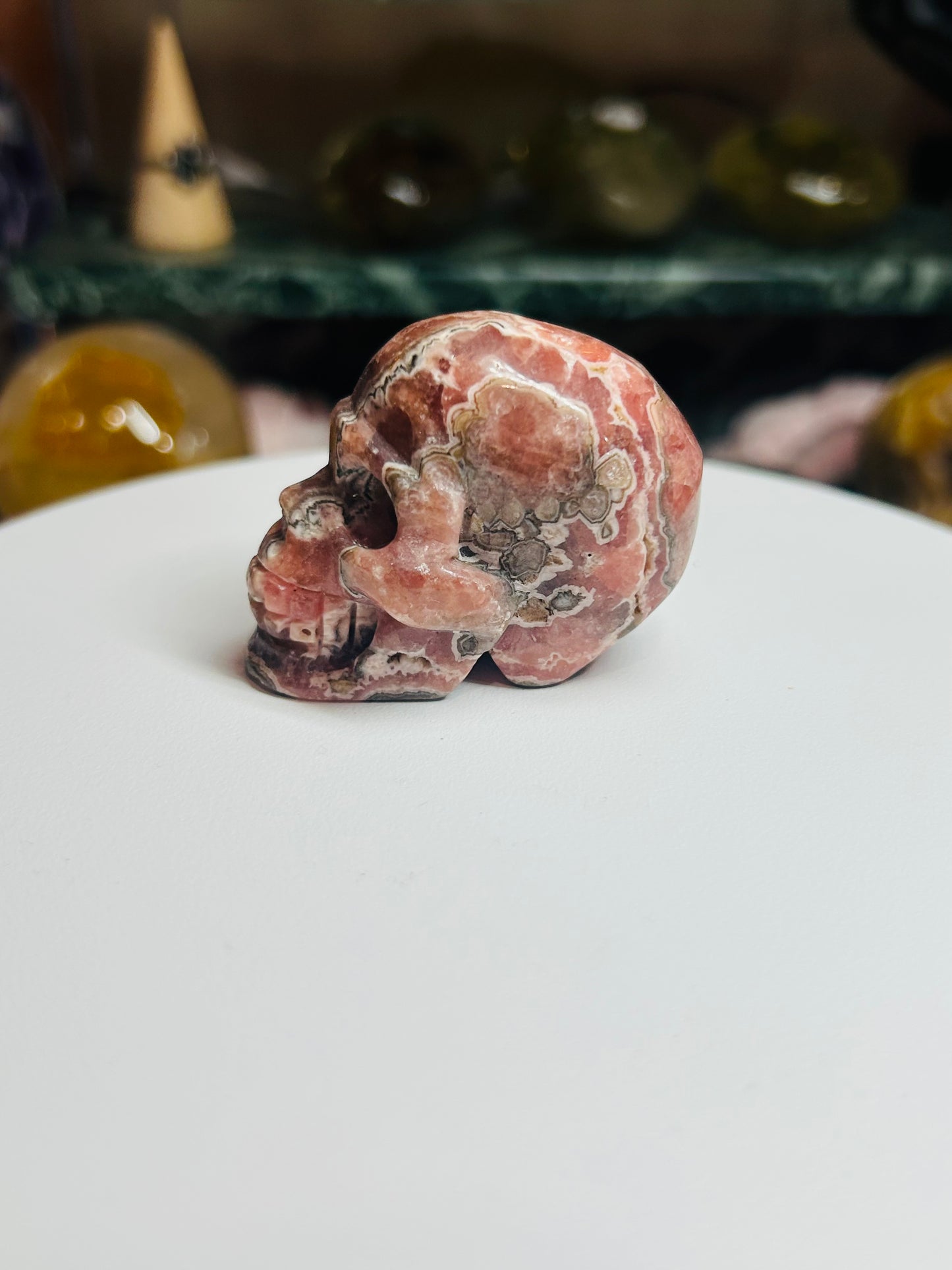 Rhodochrosite skull
