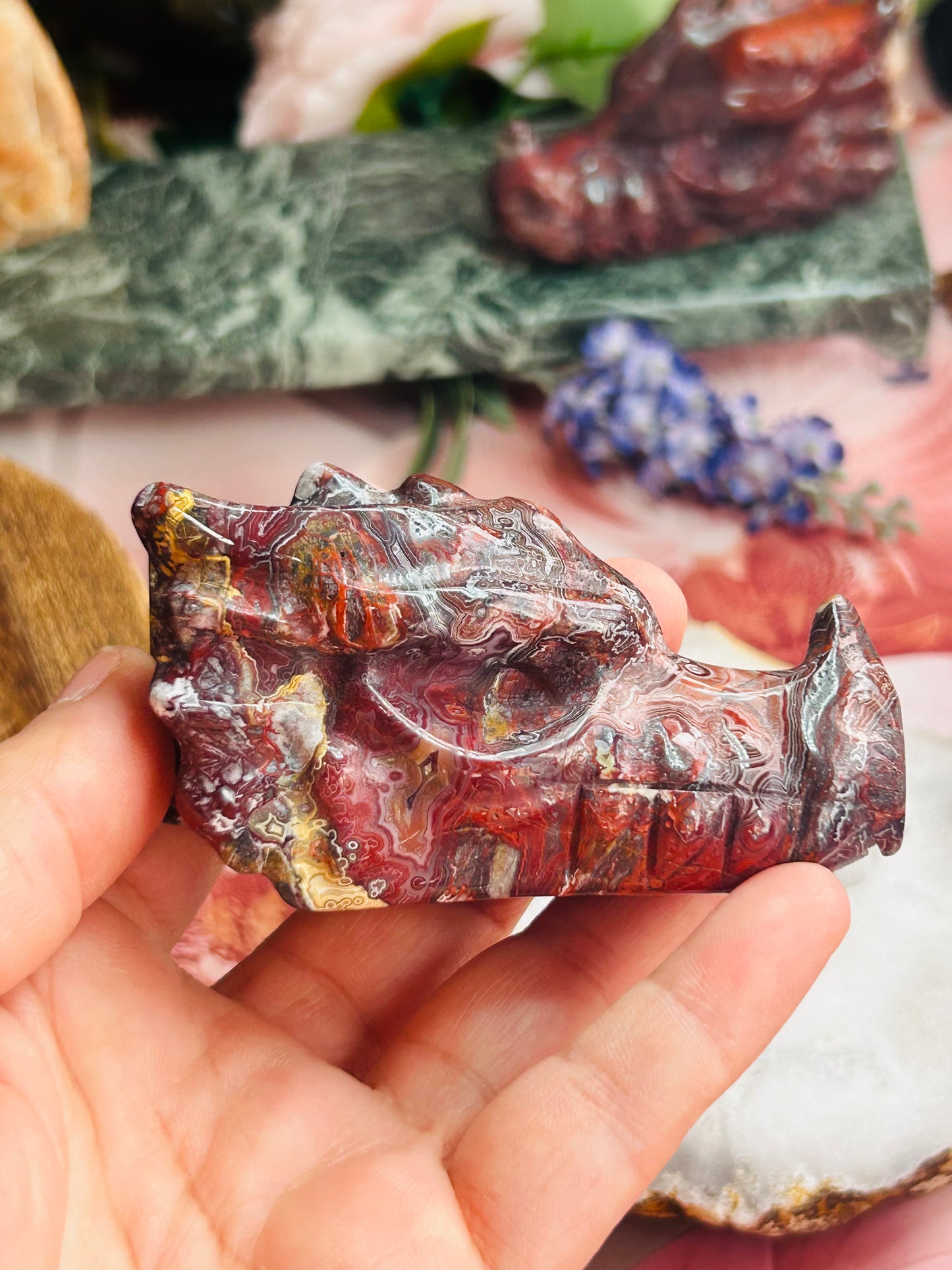Mexican lace agate dragon head