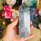 Moss agate with ocean jasper tower