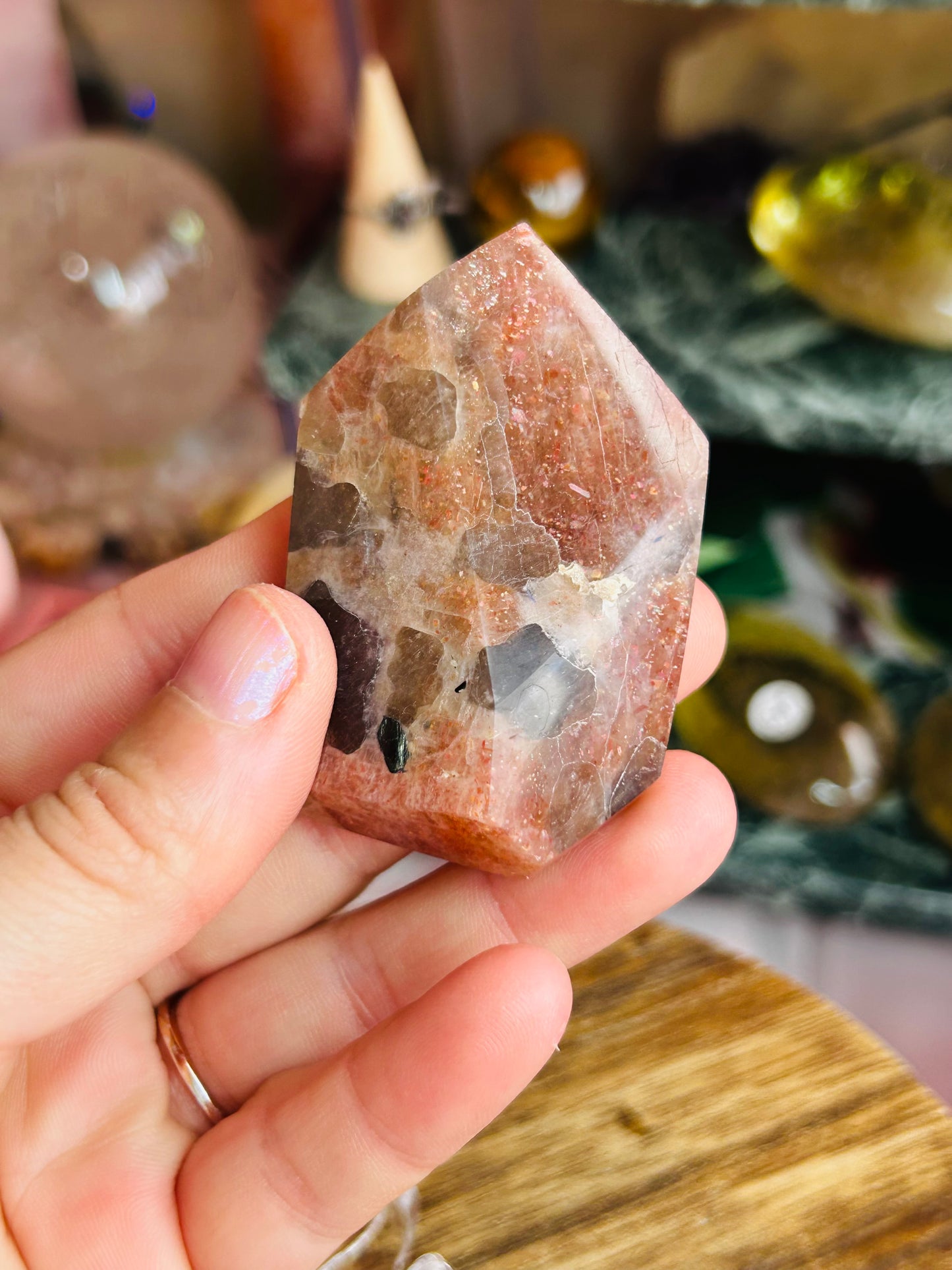 Sunstone with smoky quartz Freeform