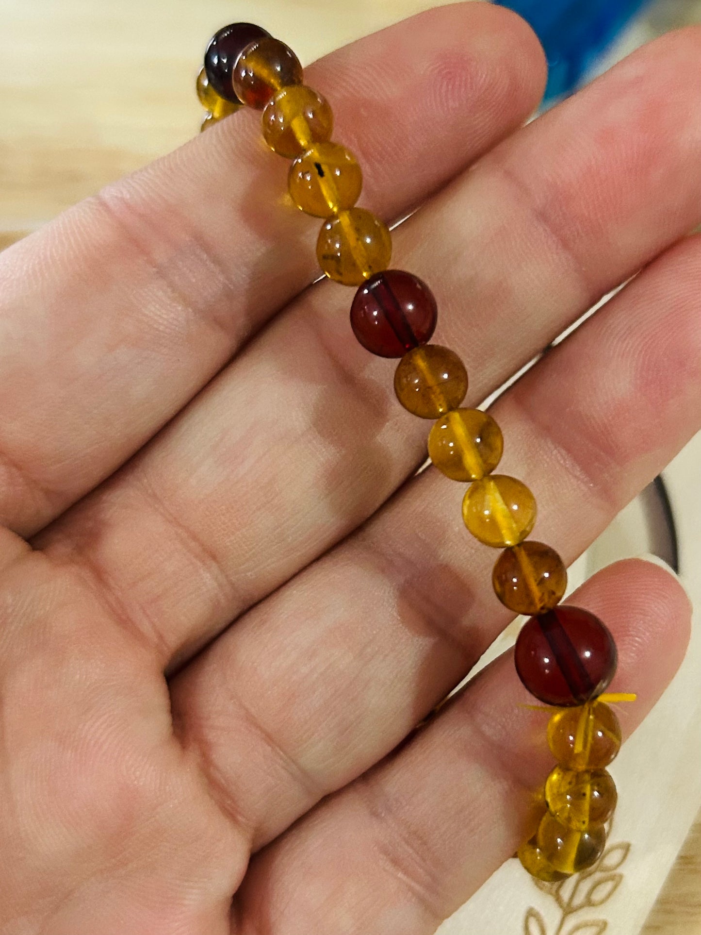 Blood amber with blue amber