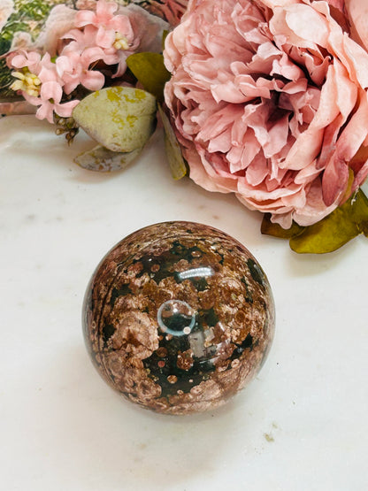 Russian flower agate sphere