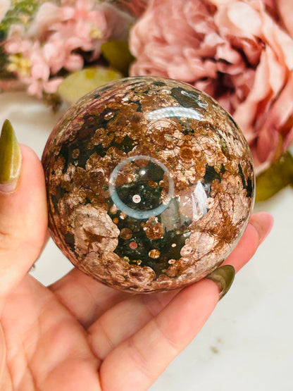 Russian flower agate sphere