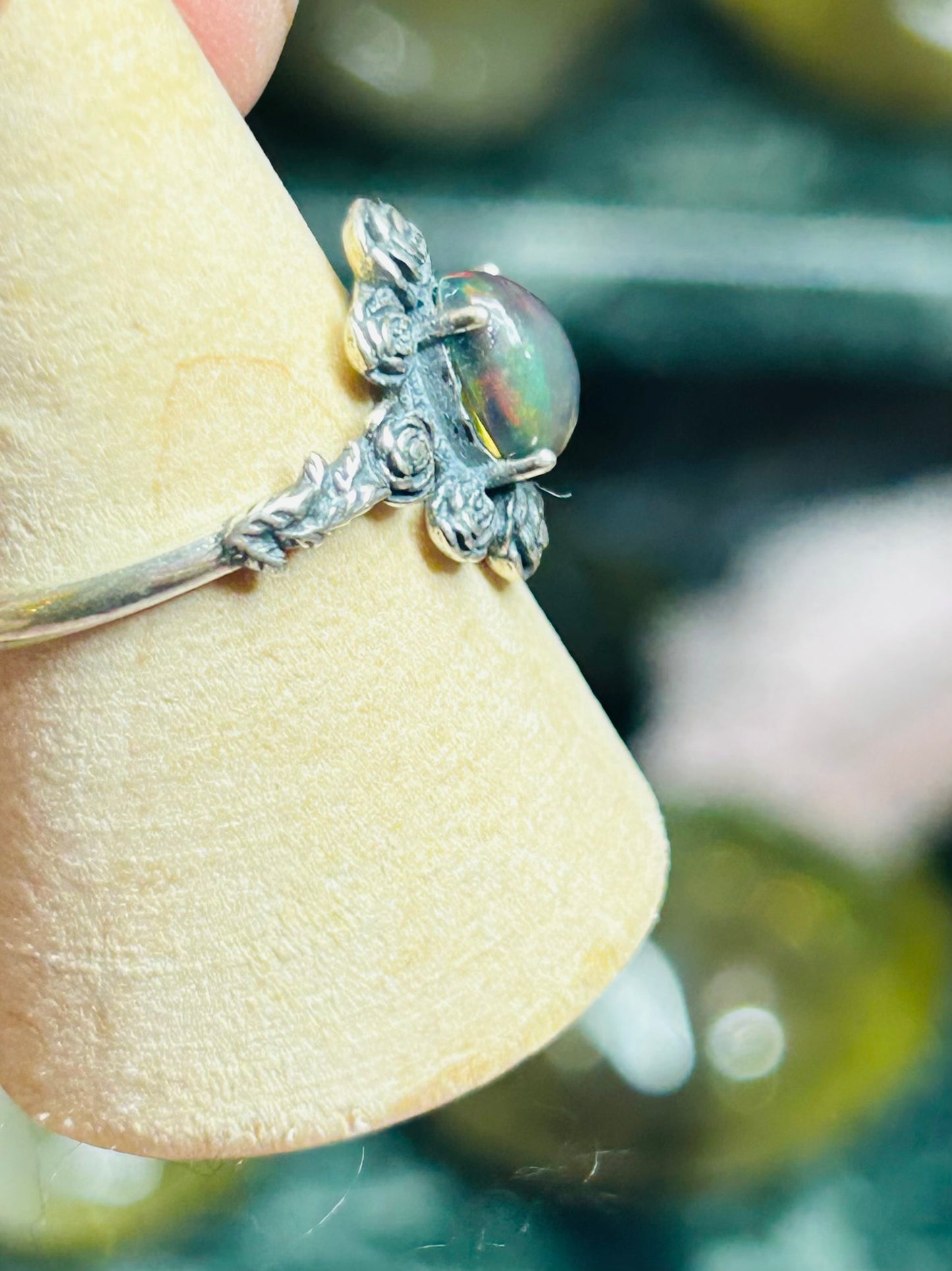 Black Opal s925 adjustable ring