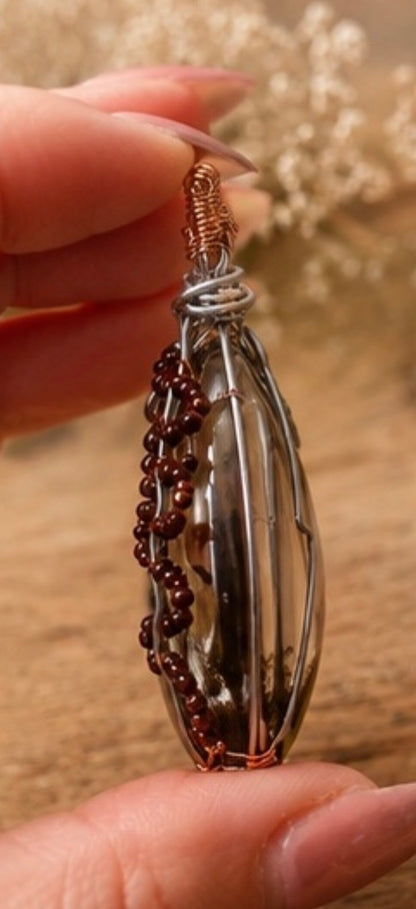Garden quartz wire wrapped pendant