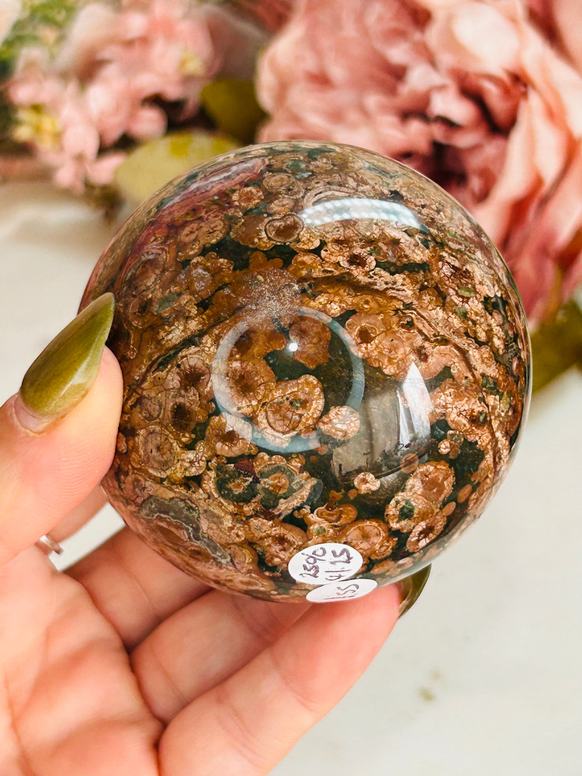 Russian flower agate sphere