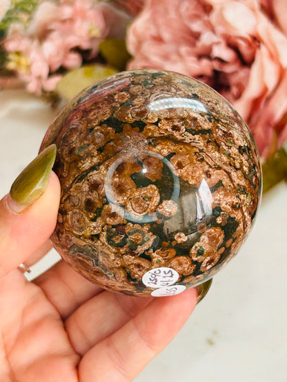 Russian flower agate sphere