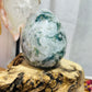 Moss agate druzy egg