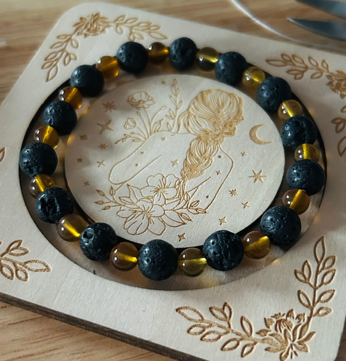 Lava stone with blue amber