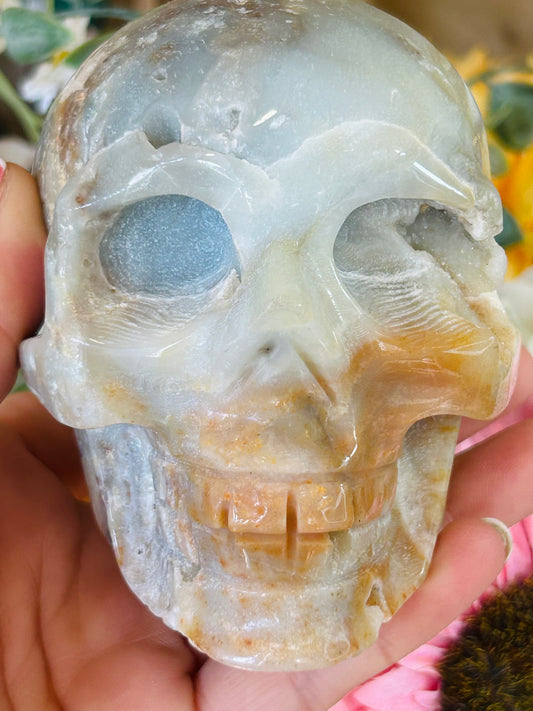 Caribbean calcite druzy skull