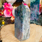Moss agate with ocean jasper tower