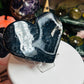 Black agate druzy heart