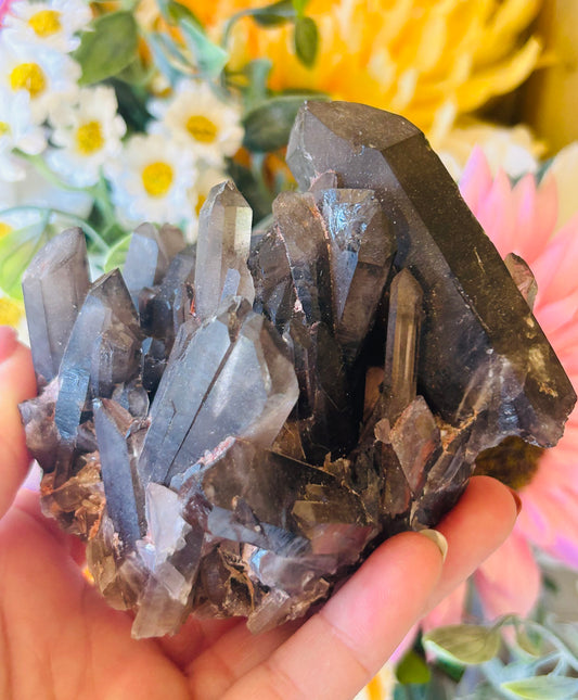 Raw smoky quartz cluster