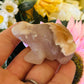 Flower agate frog with druzy