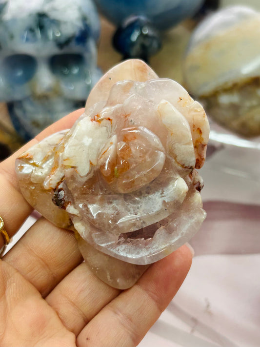 Flower agate with amethyst flower