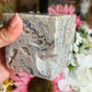 Druzy moss agate cube freestanding