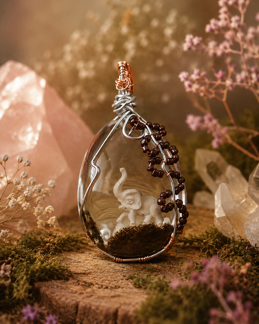 Garden quartz wire wrapped pendant