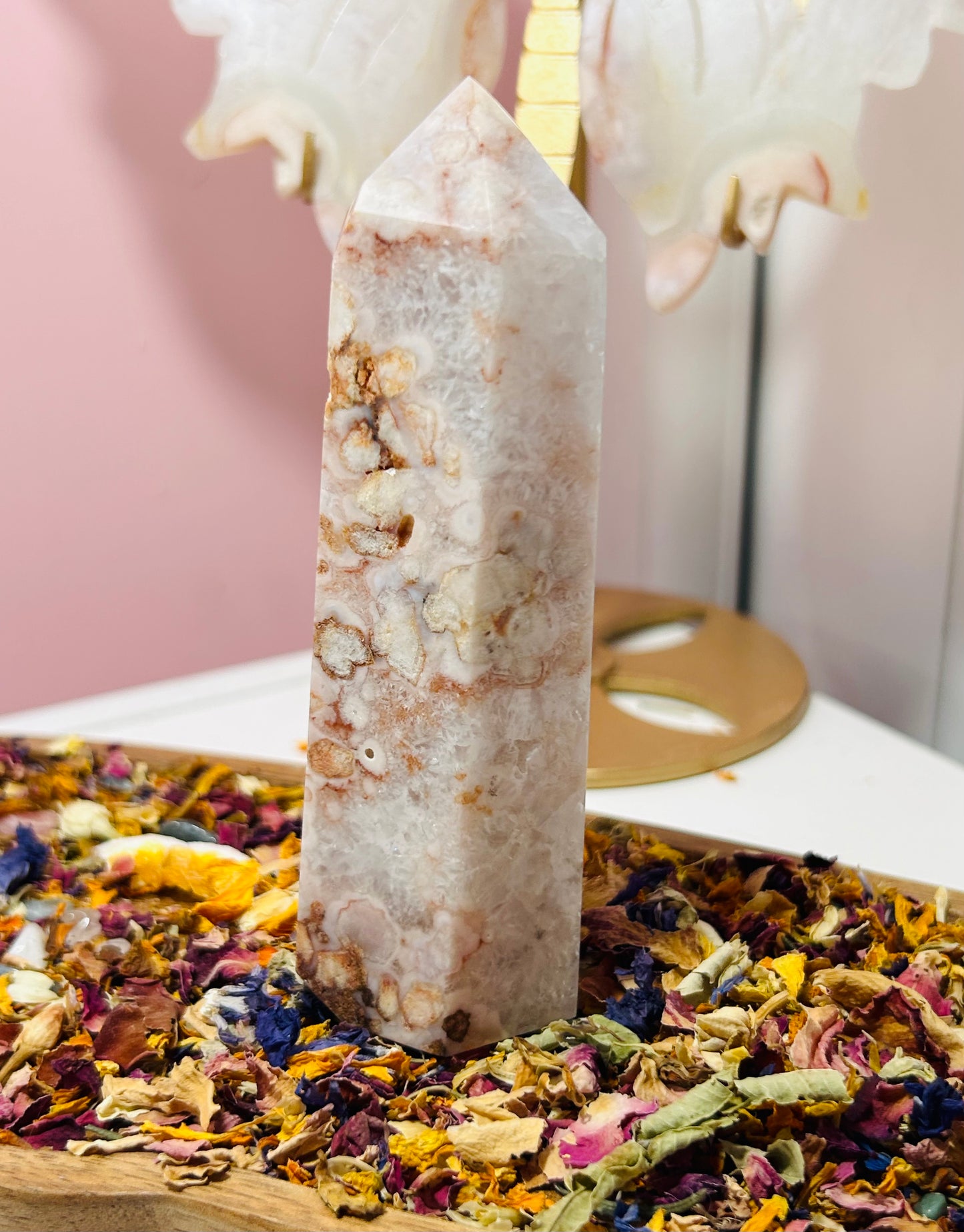 Pink amethyst flower agate flower