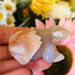 Flower agate frog with druzy