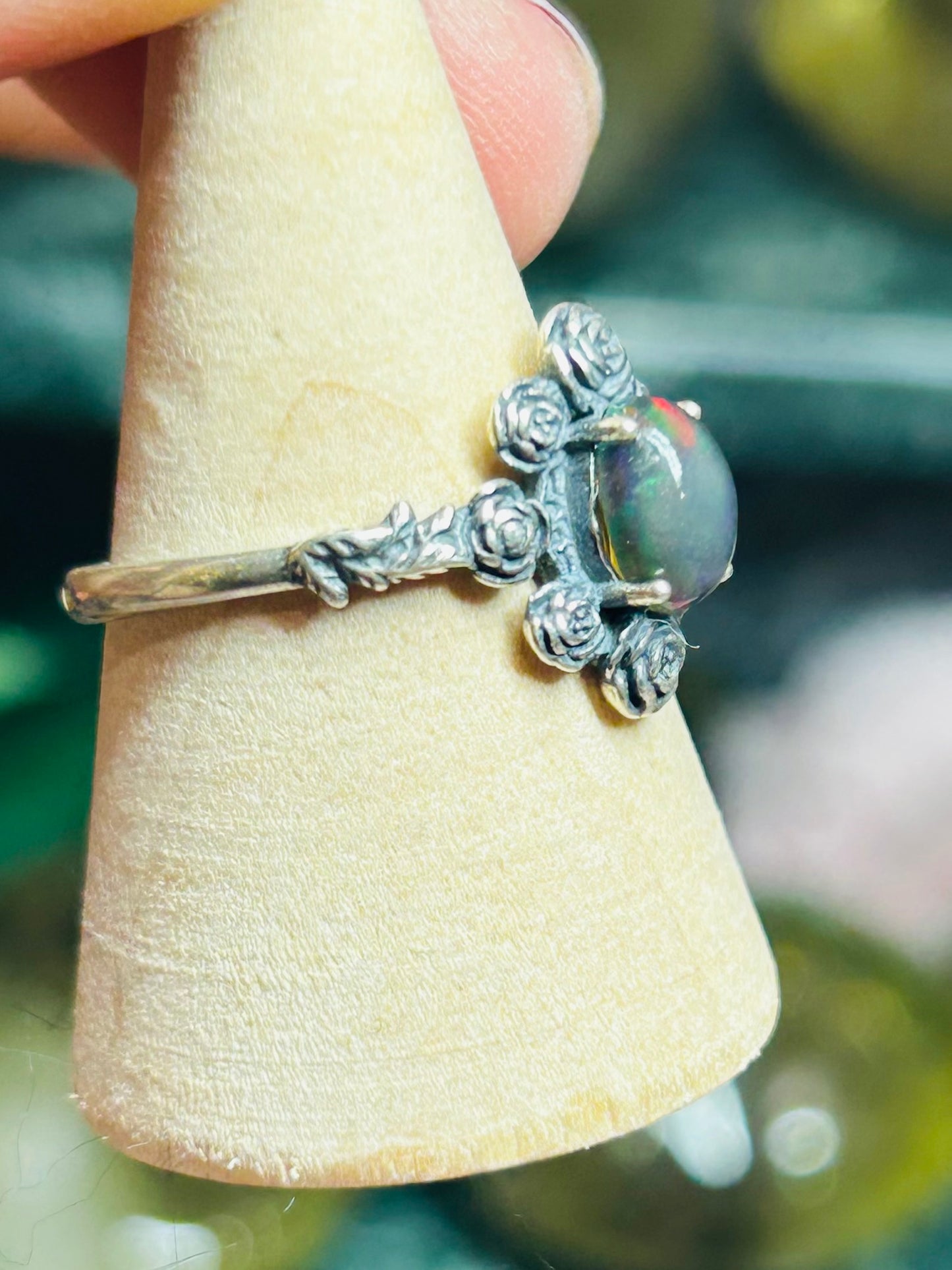 Black Opal s925 adjustable ring