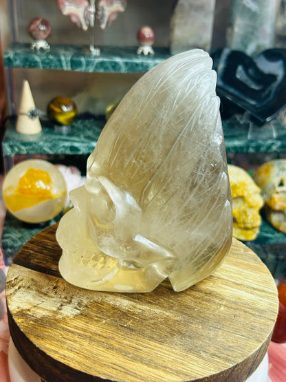 Smoky quartz skull